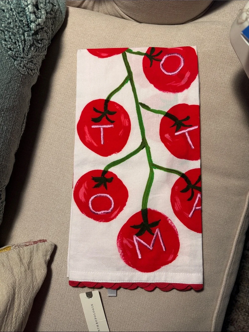 NWT Anthropologie Anthropologie Phthalo Ruth Tomato Cotton Dish Tea Towel